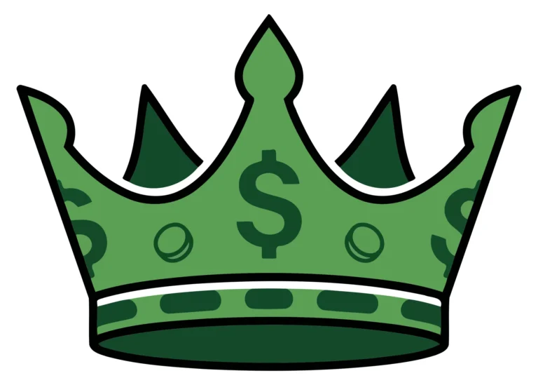 Green crown with dollar symbol icon design