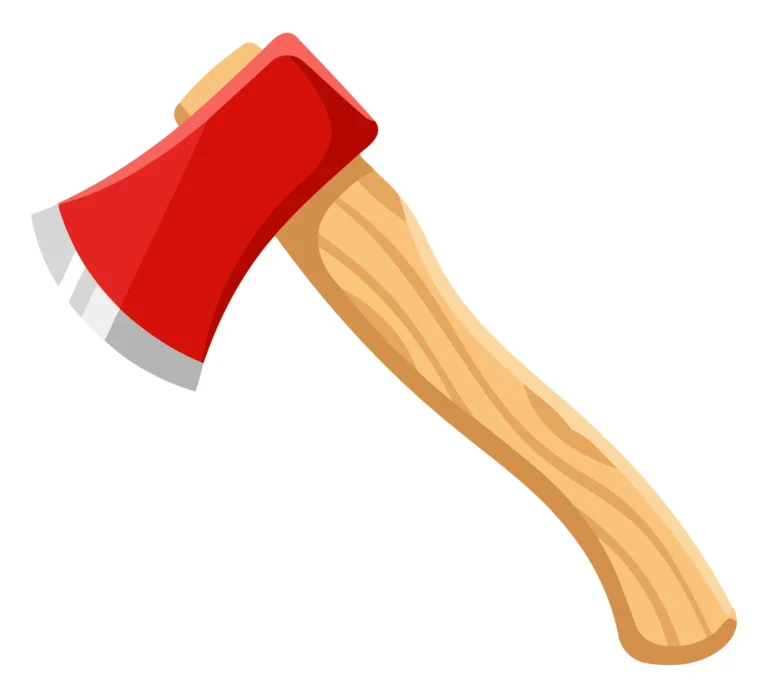 Red Wooden Hand Ax Vector Illustration