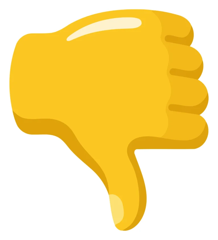 A yellow thumbs-down icon representing disapproval or rejection