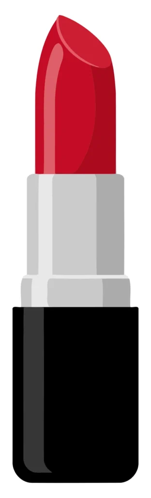 A stylized red lipstick tube with a cap in a vector illustration.