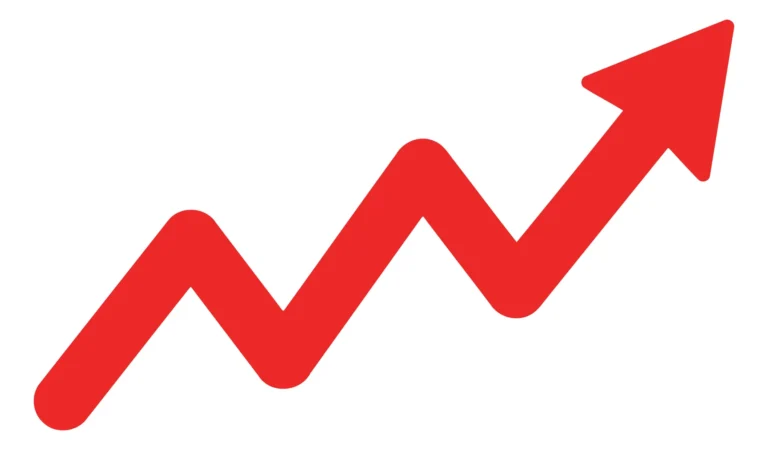 A red upward-pointing arrow icon with smooth curves