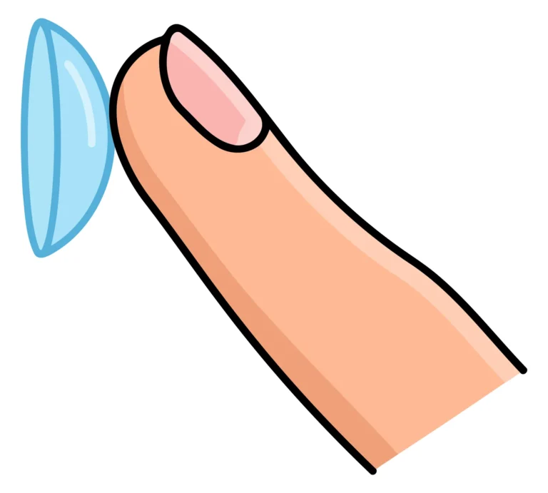 A stylized finger with a semi-transparent lens attached to the fingertip in a minimalist illustration