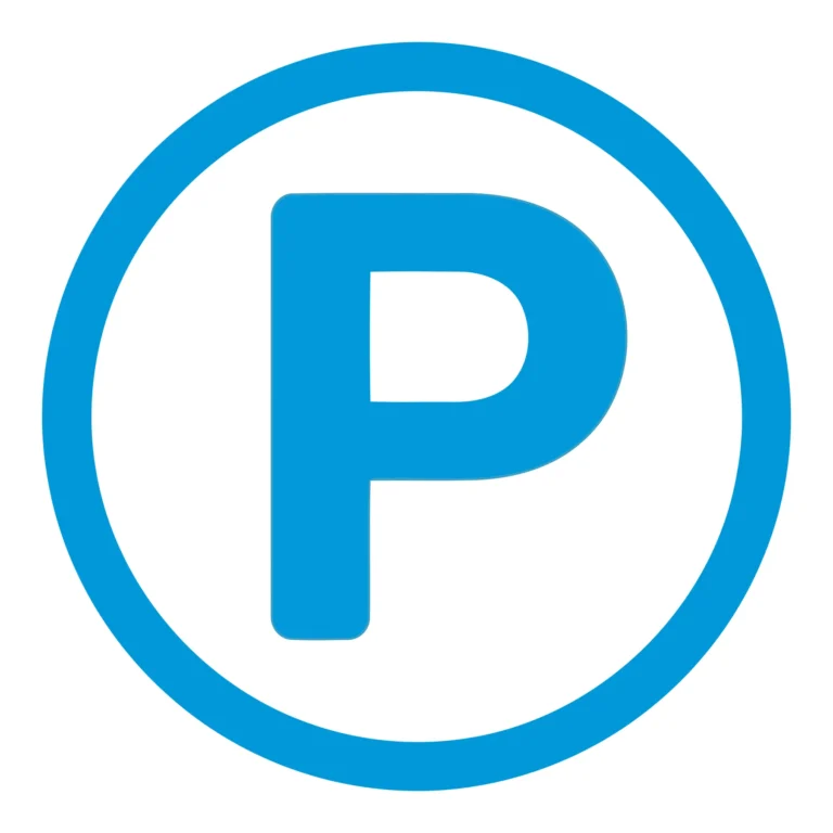 Blue Parking Symbol Icon with Circle Outline