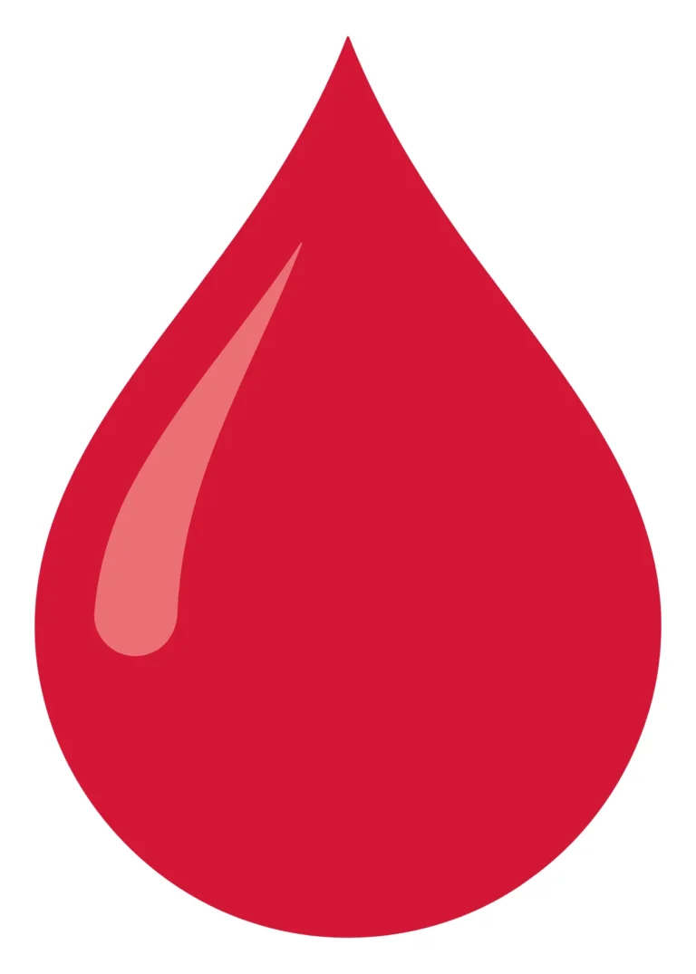 A stylized blood drop with gradient shading in red and light pink vector illustration