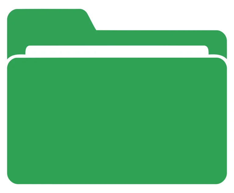 Green folder icon with open flaps