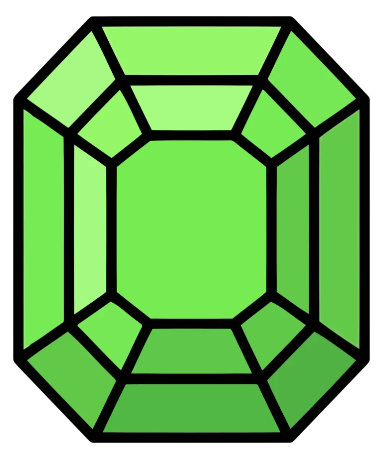 A green geometric 3D polyhedron with internal subdivisions and sharp edges