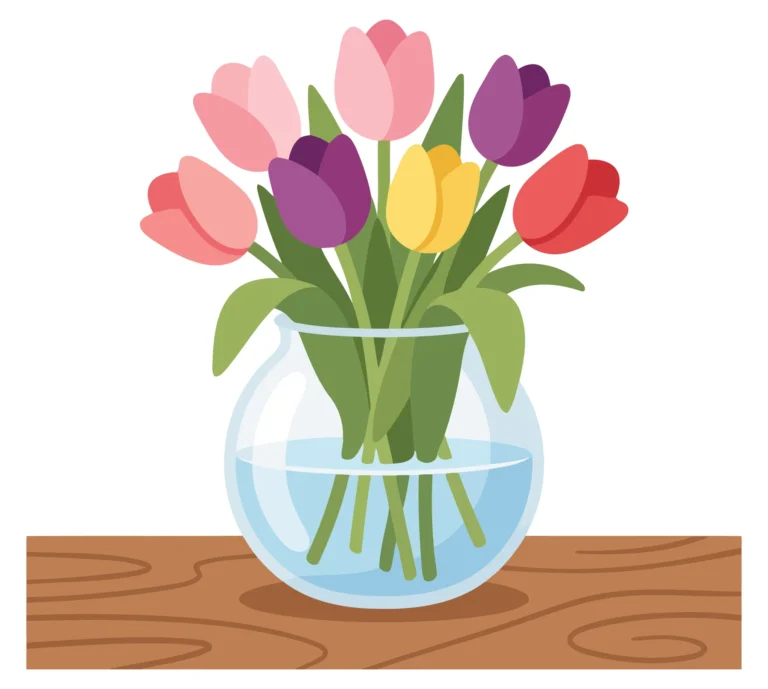 Elegant Colorful Tulip Bouquet in Glass Vase