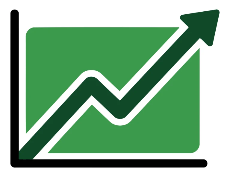 A green rectangle with a white upward arrow indicating growth trend