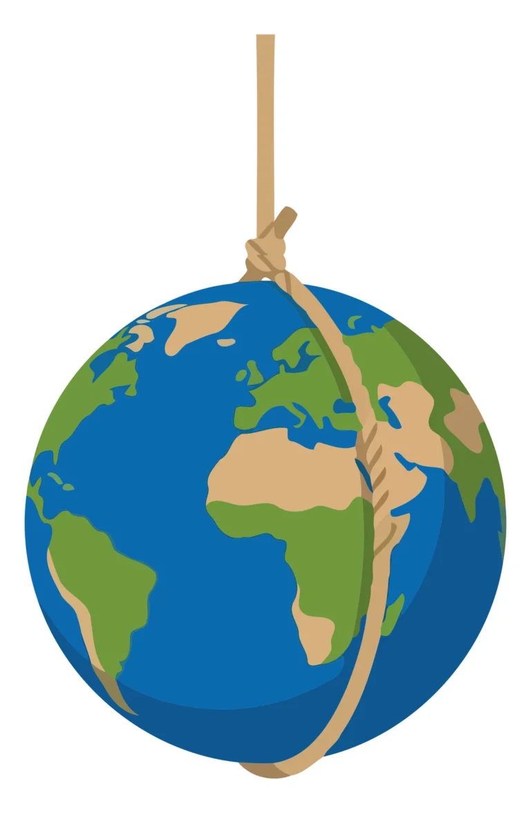 Earth with rope cutaway illustration