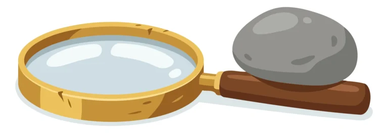 Magnifying Glass Examining a Rock