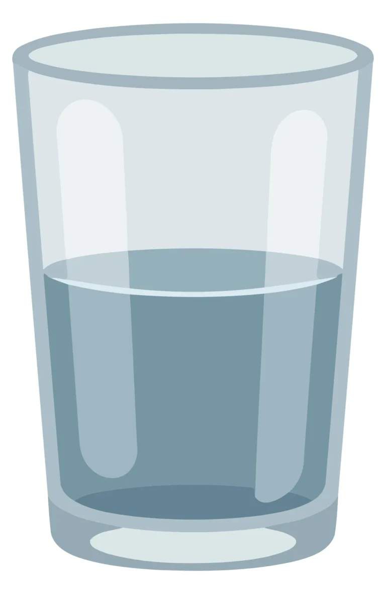 A clear glass filled with water in a minimalist design illustration