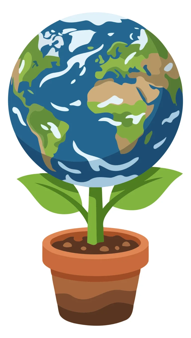 Earth Plant Illustration in Pot