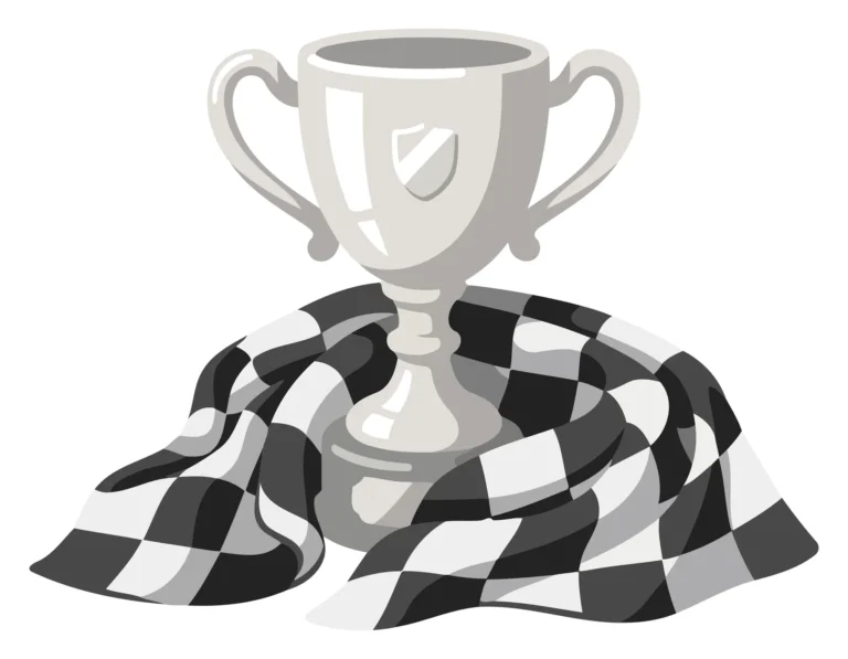 Checkered Trophy on Checkered Background