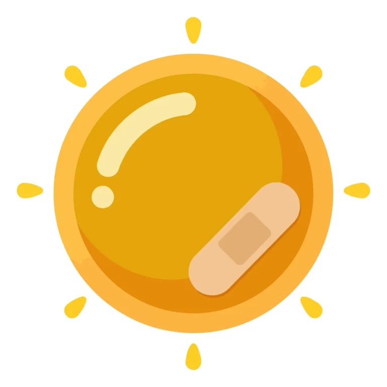 Sun with Band-Aid Vector Illustration