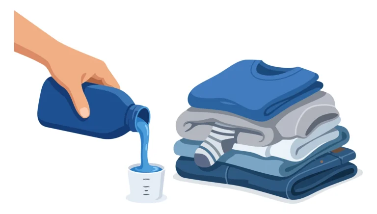 Hand pouring liquid dye onto folded clothes