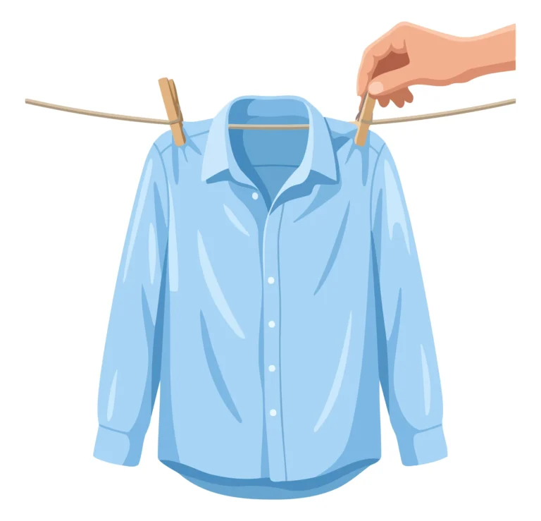 Light Blue Button-Up Shirt on Clothespins