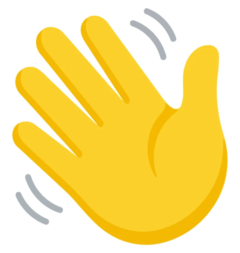 A yellow hand waving with a dynamic motion in a minimalist vector illustration style