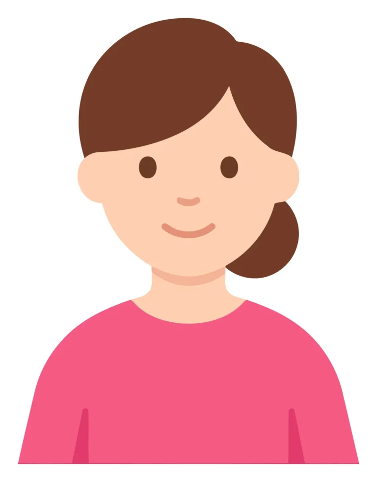 A cheerful young woman with a friendly smile in a pink top