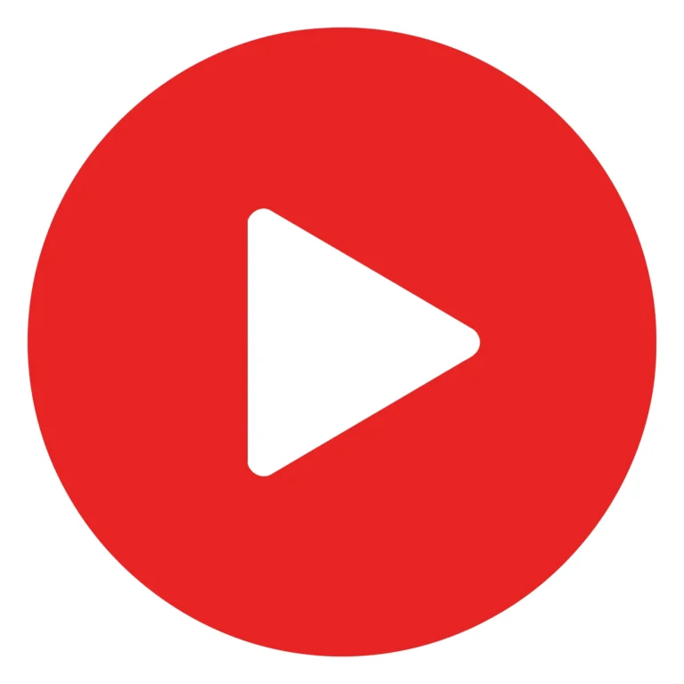 A red circular icon with a play triangle symbol
