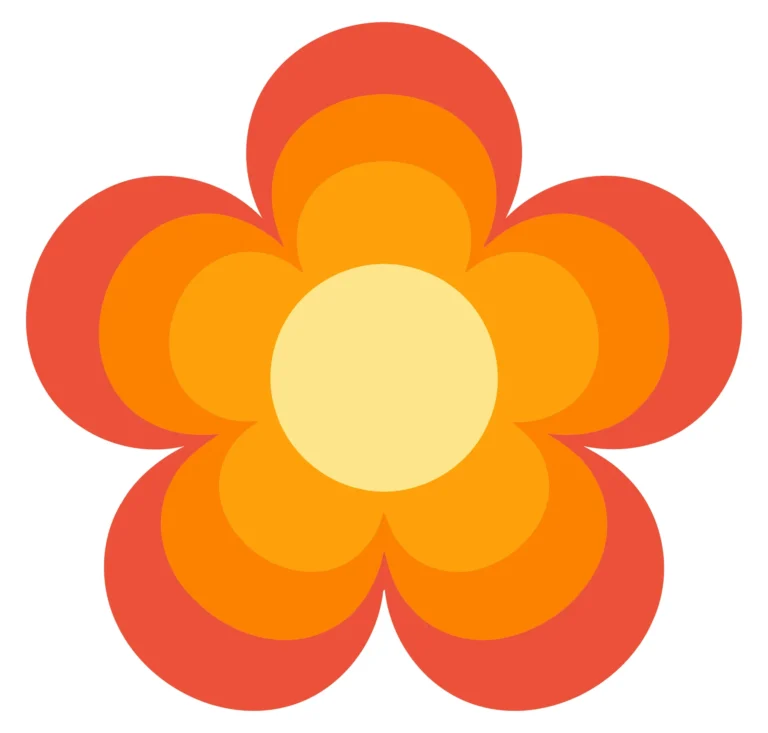 A colorful gradient flower with layered petals in orange, yellow, and red tones
