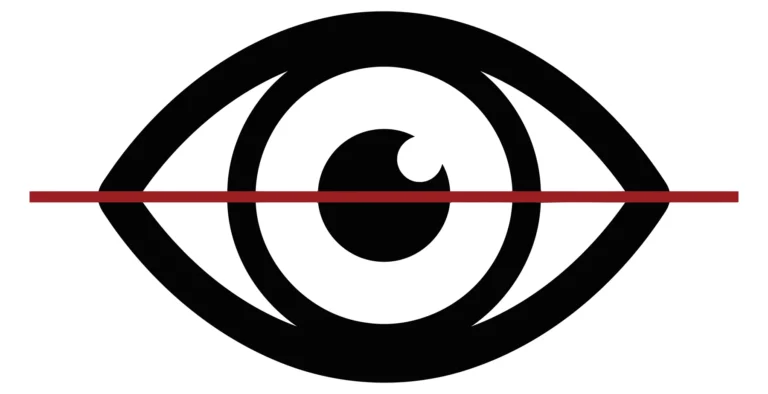 A minimalist eye icon with a horizontal line crossing through it