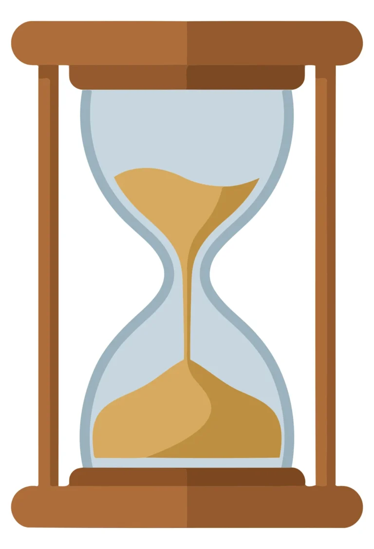 A minimalist hourglass with flowing sand in a clean vector illustration