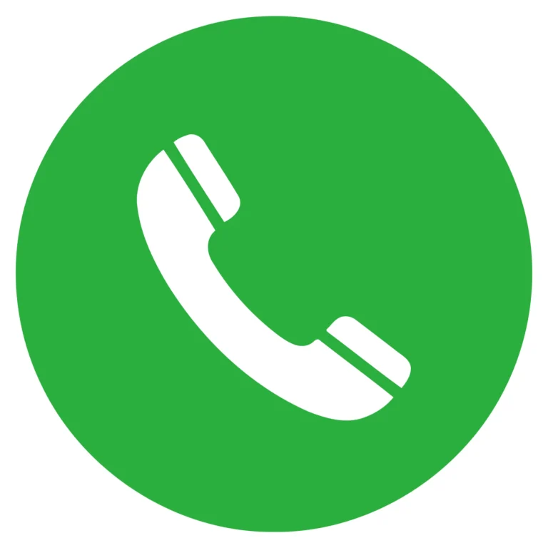 A green circle with a white phone call icon inside