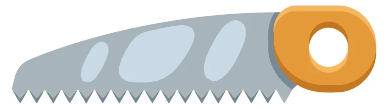 A flat design illustration of a utility knife with a serrated blade and orange grip