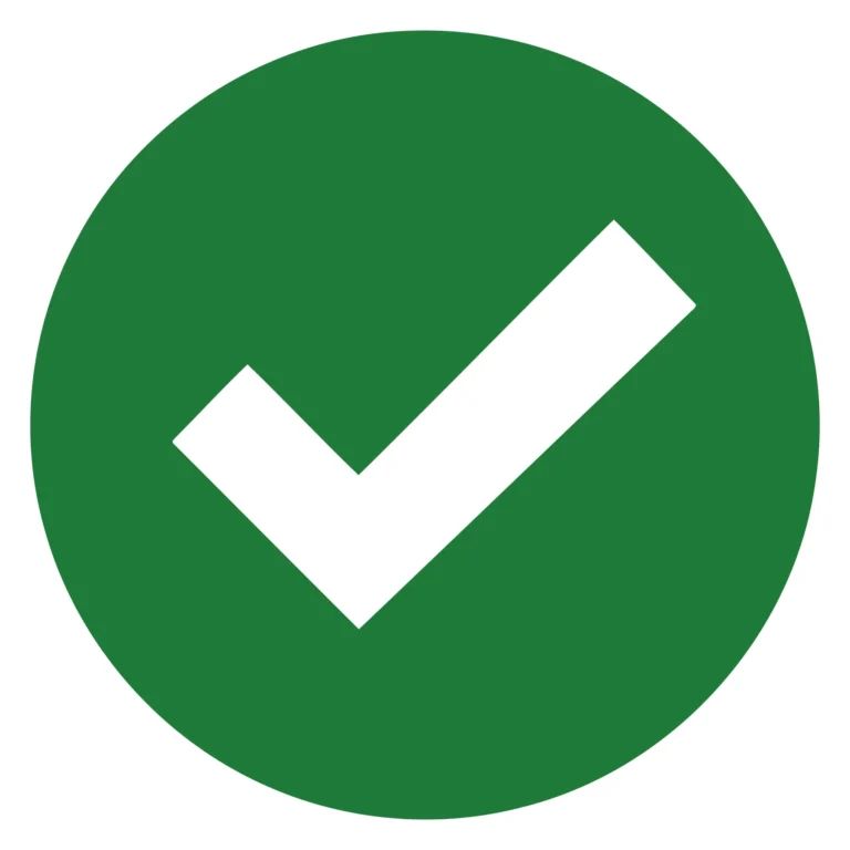 A green circle with a white checkmark inside