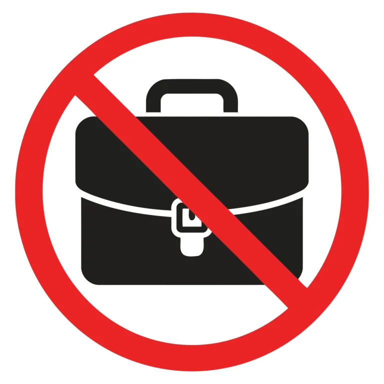 A crossed-out suitcase with a prohibition symbol indicating luggage restriction.