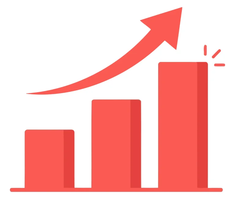 Abstract vector illustration of upward growth bars with an upward arrow