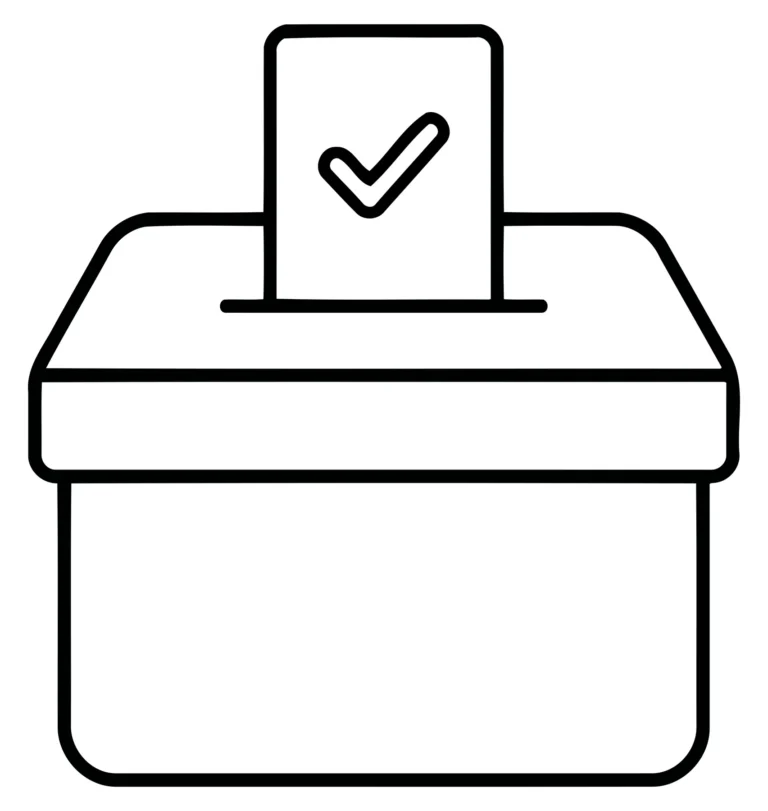 A vector illustration of a ballot box with a checkmark on top