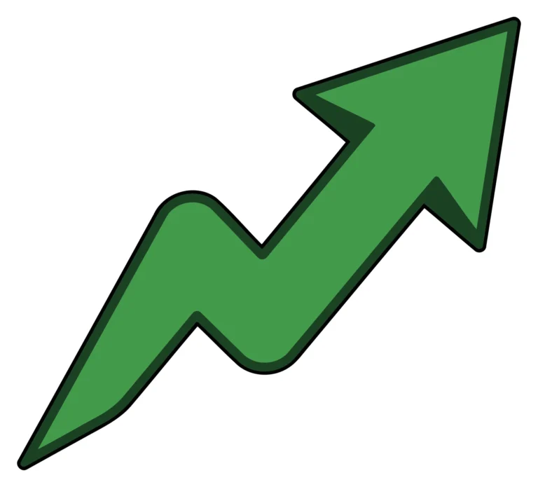 Upward green arrow icon with smooth curves