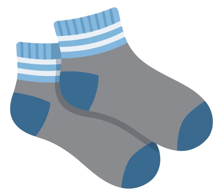 Minimalist blue and grey striped socks illustration