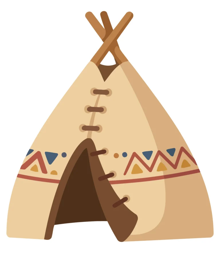 Traditional Native American Tipi with Geometric Patterns