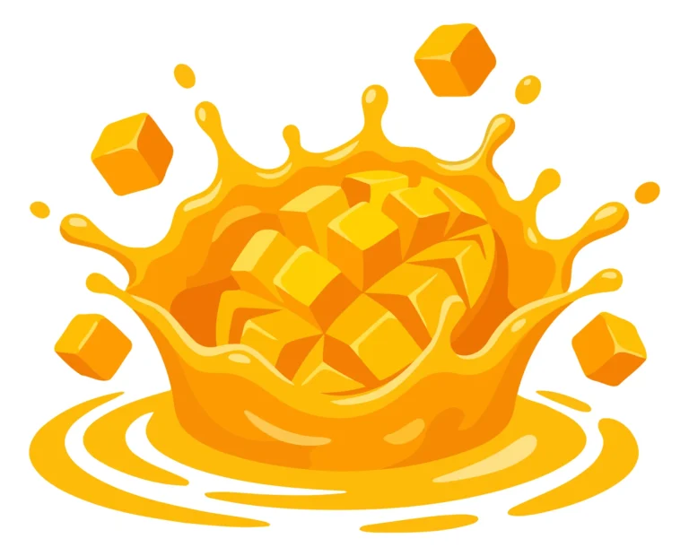 A bright yellow cubic splash with scattered cubes in an abstract vector illustration