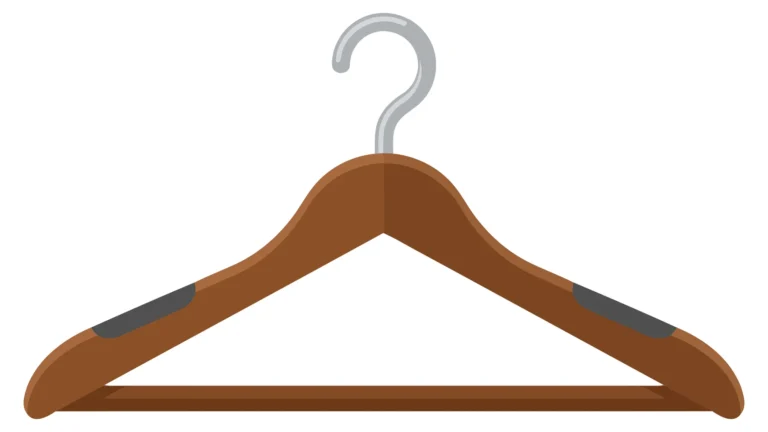 A minimalist wooden hanger with a hook and decorative ends in a clean vector style