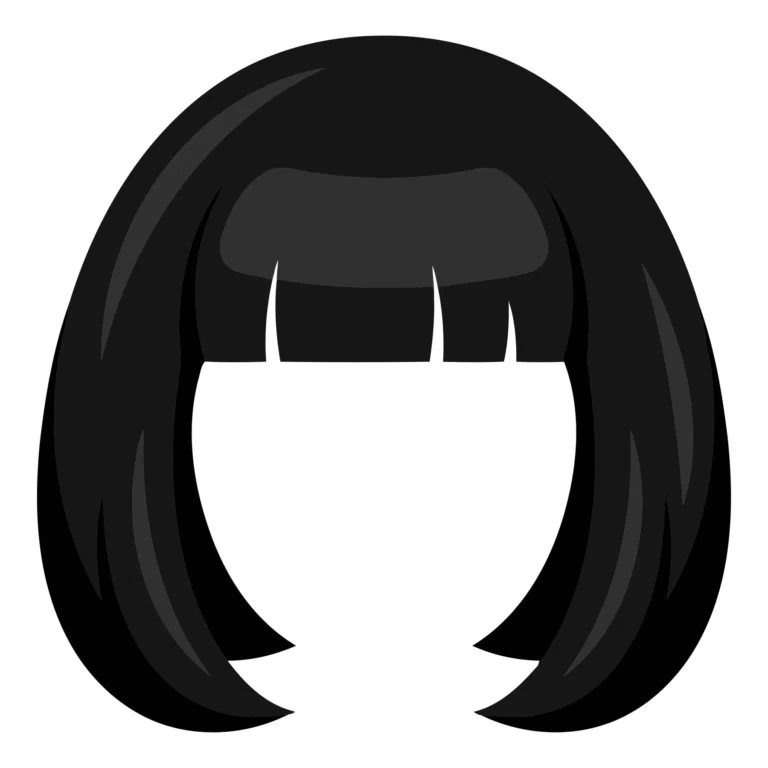 Black hairstyle with side bangs in a clean vector illustration