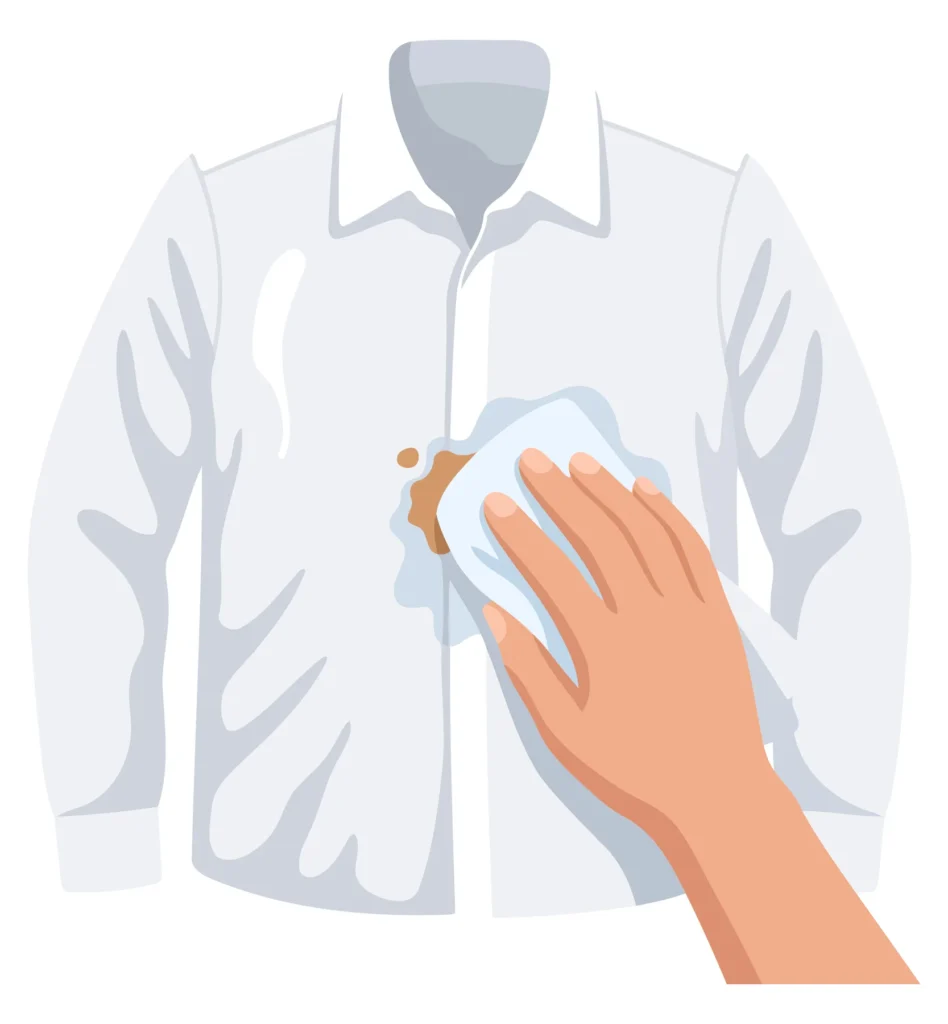 Hand adjusting a neatly ironed white dress shirt collar A hand adjusting the collar of a white dress shirt in a clean illustration