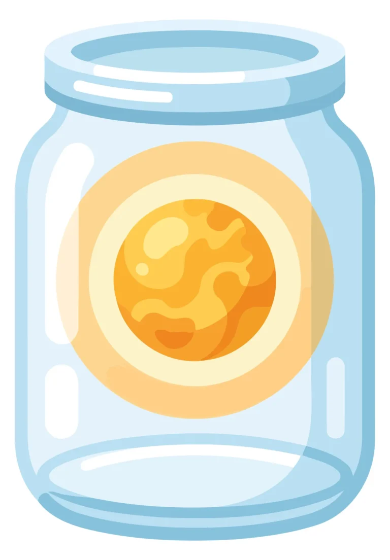 A decorative vector illustration of a jar with an abstract sun-like pattern inside