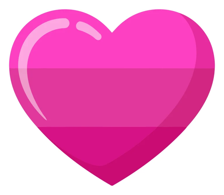 A stylized pink gradient heart shape with a subtle shadow effect