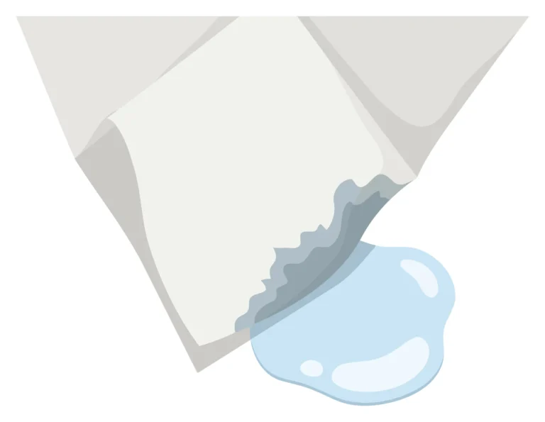 A vector illustration of a blue liquid dripping from a container onto a plain background