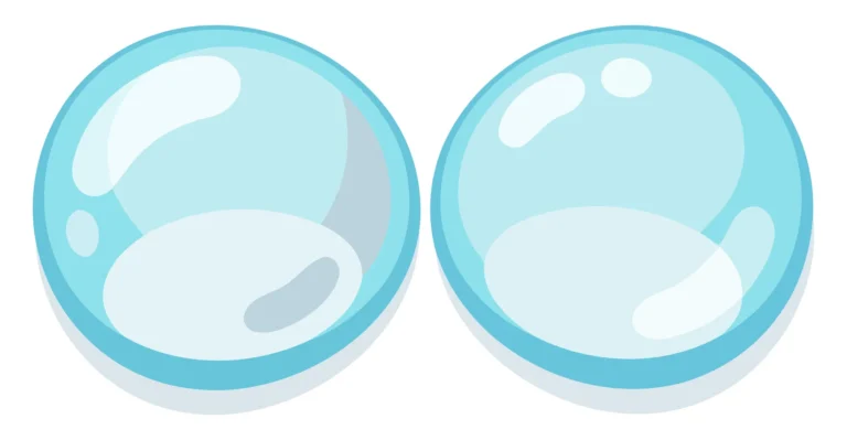 Two light blue abstract bubbles with internal patterns in a clean vector design