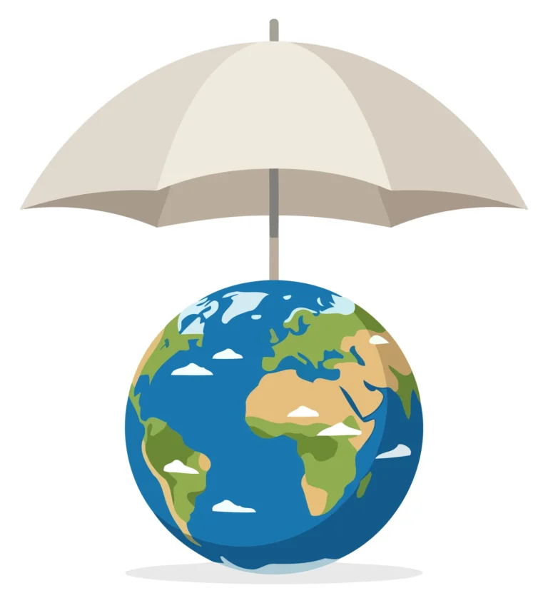 Vector Umbrella Protecting Globe Illustration