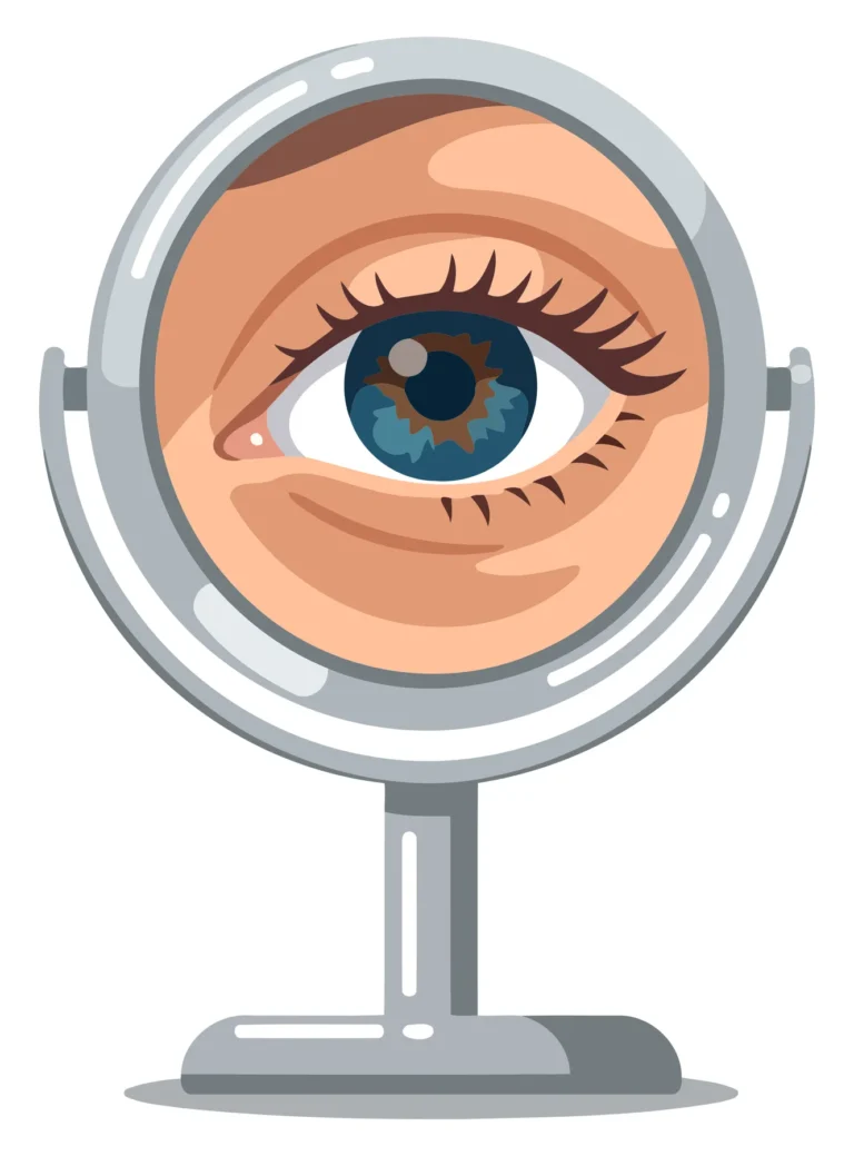 Illustrated Eye in Mirror Design Vector