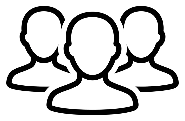 Three stylized head silhouettes icon