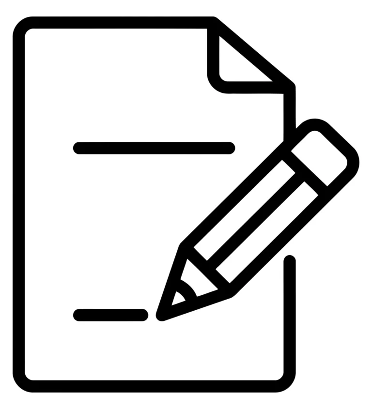 Minimalist pencil writing icon on paper