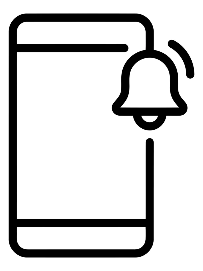 Silhouette Phone with Notification Bell Icon
