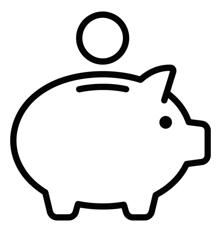 Minimalist Piggy Bank Icon with Coin Topper