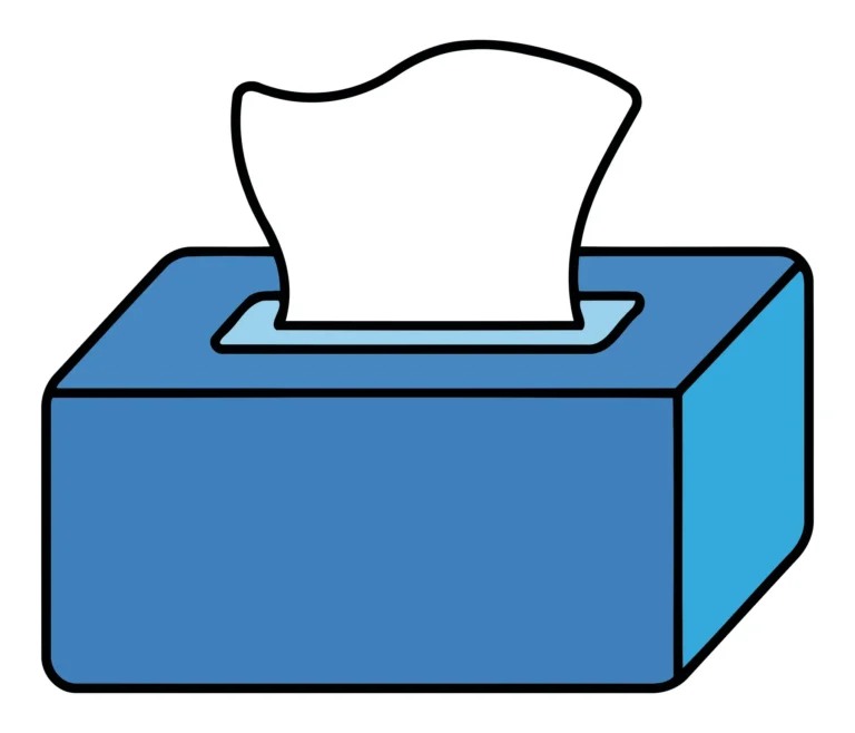 Minimalist blue tissue box with white roll icon